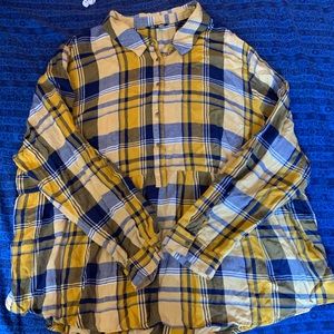 Plaid peplum button up top